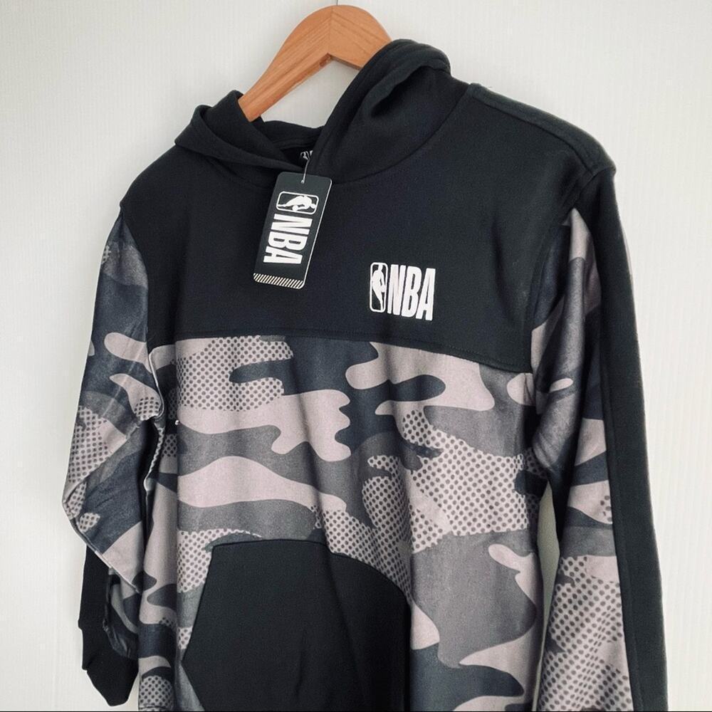 🆕NBA camo hoodie black and grey basketball youth kids boys large 14-16 pullover - Picture 4 of 9